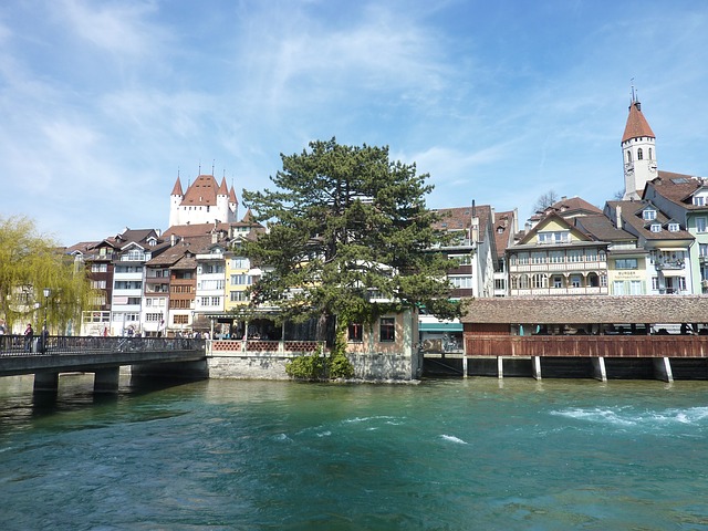 Blick auf Thun mit Schloss und Altstadt