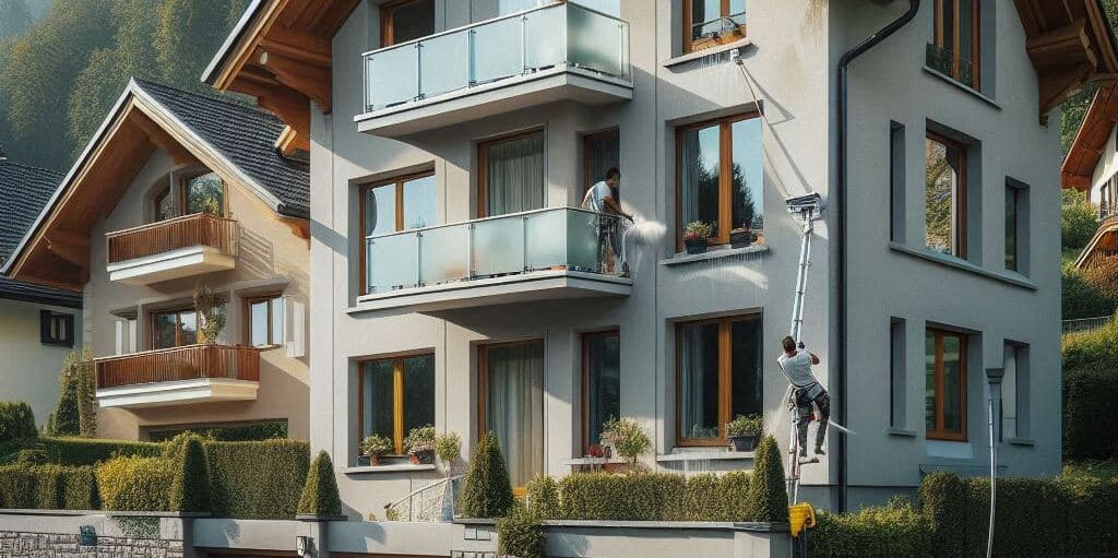 So könnte eine Fassadenreinigungen in Zug aussehen.